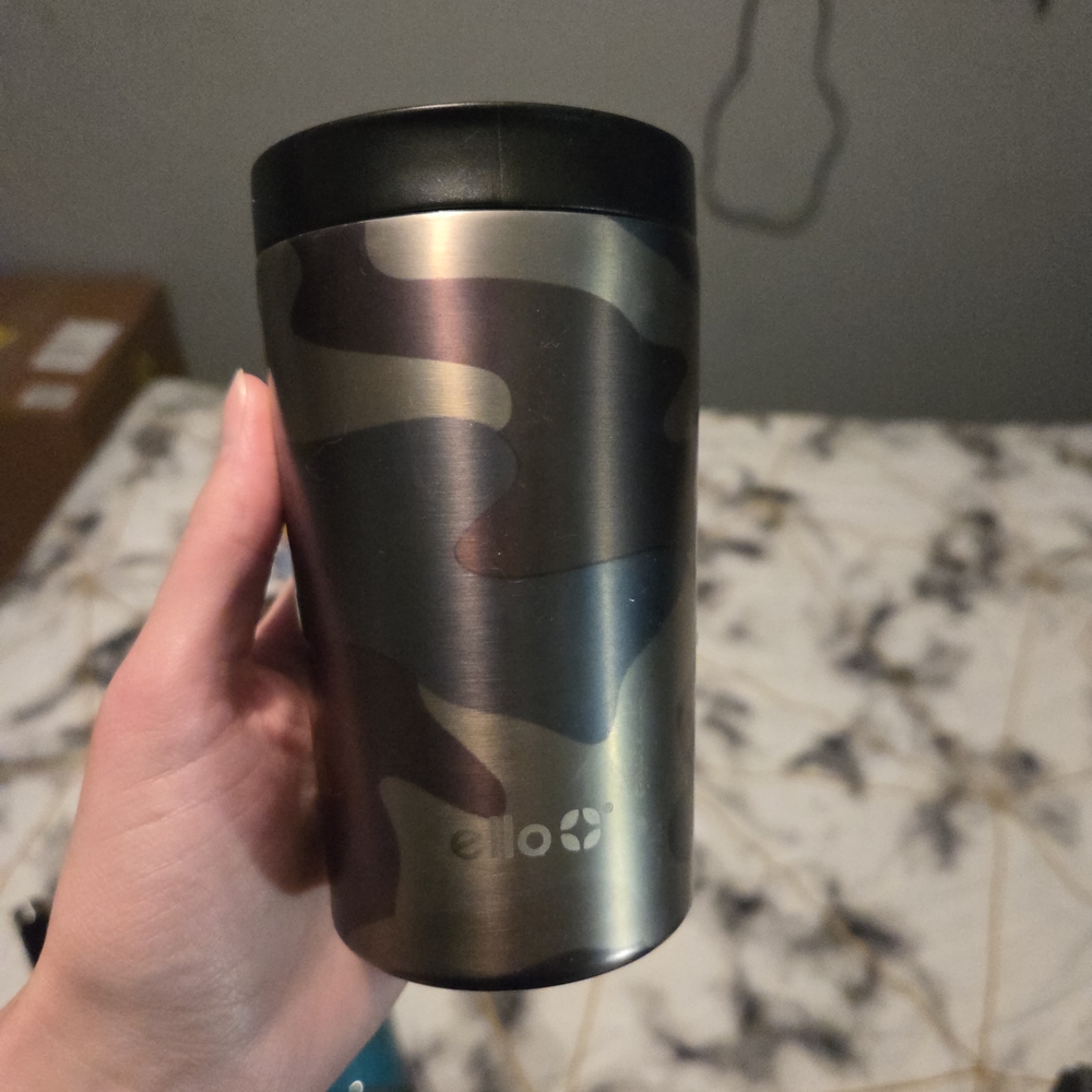 Ello Camo Stainless Steel Travel Mug - Black and Silver